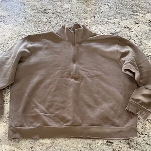 Men's Quarter-Zip Pullover Sweater in Taupe